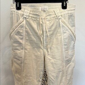 Anthropologie Cream Drawstring Pants